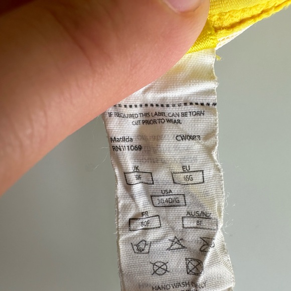 Cleo by Panache Women's Matilda Twist Bandeau Bikini Top 30F, "Happy Yellow" - Picture 5 of 5